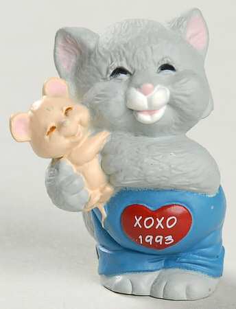 Merry Miniatures 1993 Cat Hugging Mouse - Boxed