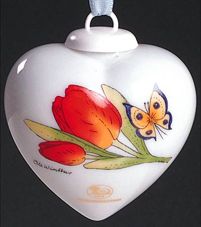 China Mini Heart Ornaments Tulips - Boxed