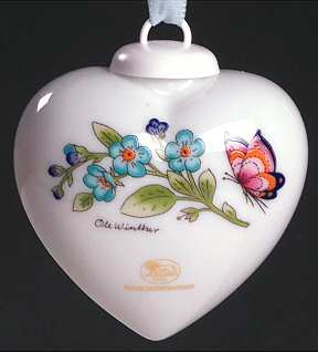 China Mini Heart Ornaments Forget Me Nots - Boxed
