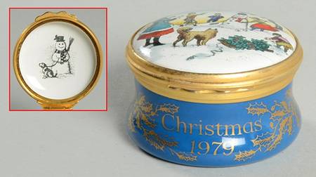 Halcyon Days Christmas Box 1979-Snowman - Boxed