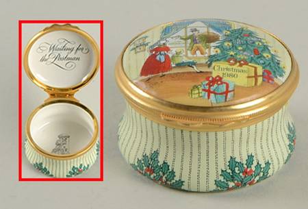 Halcyon Days Christmas Box 1980-Waiting For The Postman - Boxed