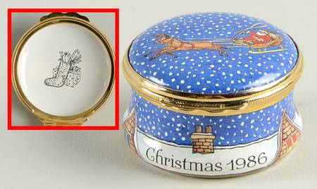 Halcyon Days Christmas Box 1986-Santa On Roof Top - No Box