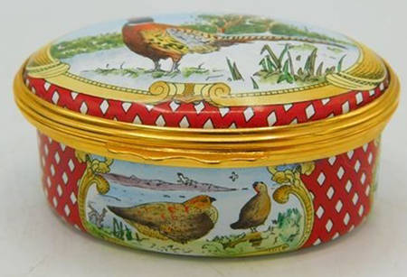 Halcyon Days Box Pheasants On Red Lattice - Boxed