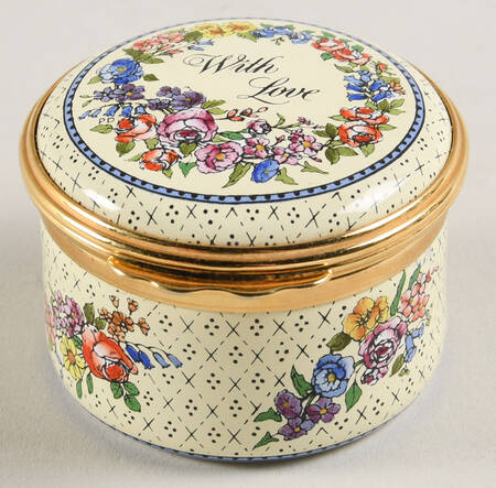 Halcyon Days Box With Love W/Floral & Blue Band - Boxed