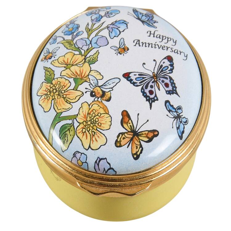 Halcyon Days Box Happy Anniversary Butterflies & Flowers - With Box-Bx541