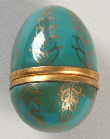 Halcyon Days Box Teal With Gold Laurel-Egg - Boxed