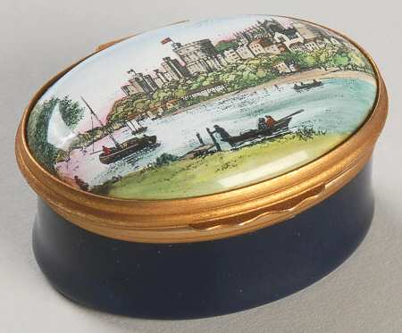 Halcyon Days Box Windsor Castle,Thames-Oval - Boxed