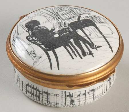 Halcyon Days Box Silhouette-Man At Desk-Round - Boxed