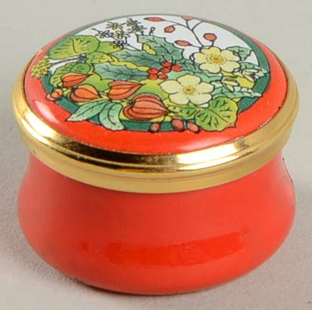 Halcyon Days Box Red Box With Green Flowers-Mini - Boxed