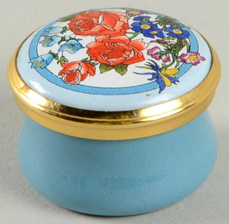 Halcyon Days Box Blue Box With Red Flowers-Mini - Boxed