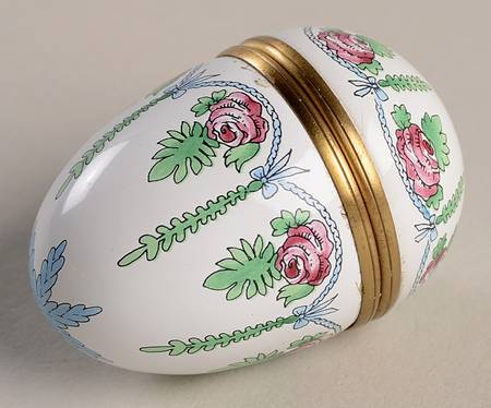 Halcyon Days Box Egg-Flower With Ribbon Swag - Boxed