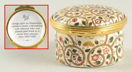 Halcyon Days Box Elizabethan Woman's Jacket Design - With Box Bx352