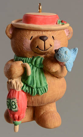1998 Hallmark Christmas Ornaments Forever Friends Bear-With Bluebird - Boxed