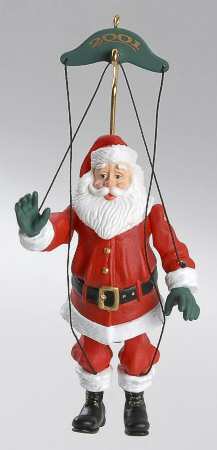 2001 Hallmark Christmas Ornaments Santa Claus Marionette - Boxed