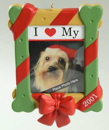2001 Hallmark Christmas Ornaments I Love My Dog-Photo Holder-Frame - Boxed