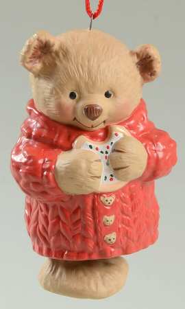 2001 Hallmark Christmas Ornaments Snuggly Sugar Bear Bell - Boxed