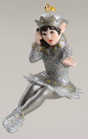 2001 Hallmark Christmas Ornaments Friendship-Friendly Elves-Silver - Boxed