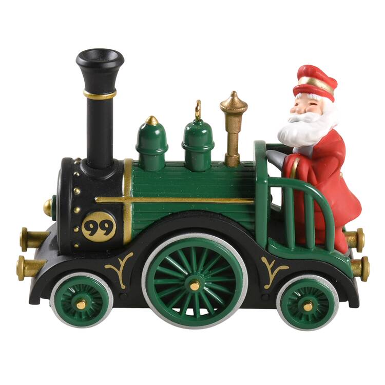 1999 Hallmark Christmas Ornaments Jolly Locomotive-Green Repaint - Boxed