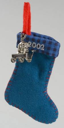 2002 Hallmark Christmas Ornaments Son-Blue Stocking-Cloth - Boxed