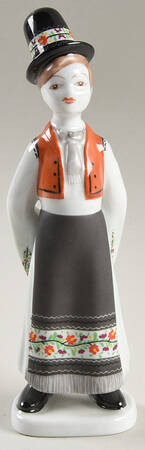 Hollohaza Figurines Boy In Red And Grey - No Box
