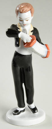 Hollohaza Figurines Boy Playing Accordion - No Box