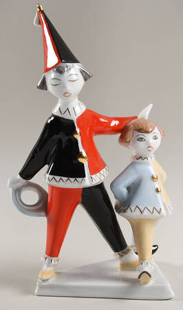 Hollohaza Figurines Clown With Girl - No Box
