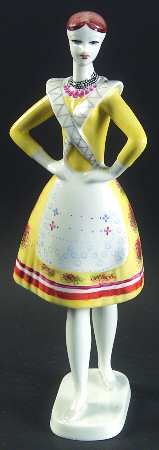 Hollohaza Figurines Lady W/ Yellow Dress - Boxed
