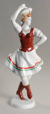 Hollohaza Figurines Dancer With Rust Vest & Boots - No Box