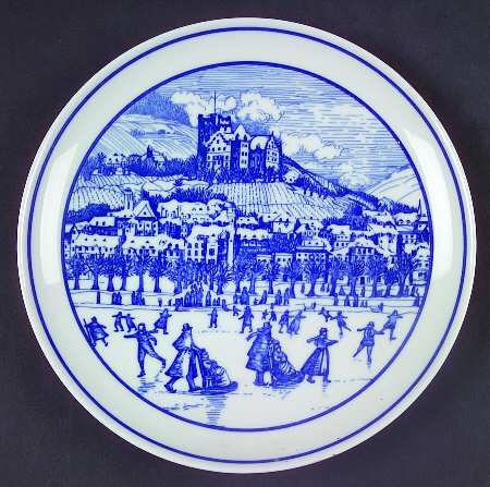 Hutschenreuther Plates Skating Scene - No Box