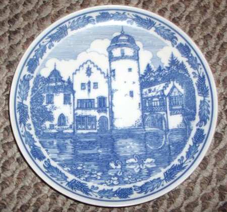 Hutschenreuther Plates White & Blue Plate - Boxed