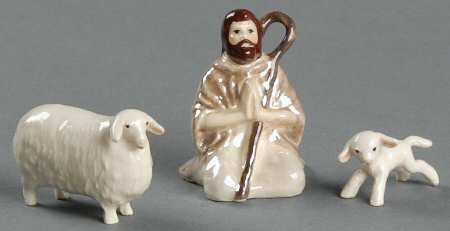 Hagen-Renaker Figurines Shepherd With Sheep & Lamb-Set - No Box