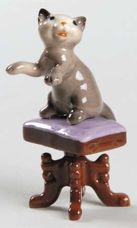 Hagen-Renaker Figurines Piano Bench With Kitten - No Box