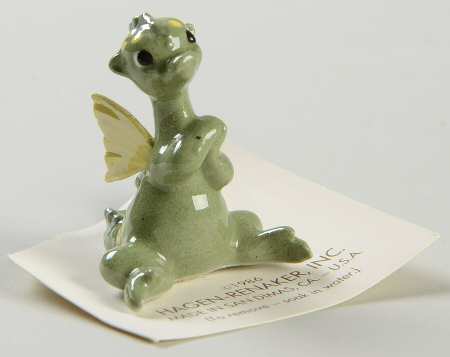 Hagen-Renaker Figurines Mini Green Dragon With Wings - No Box