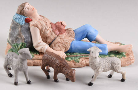 Thomas Kinkade Nativity Peaceful Shepherd With 3 Sheep - No Box