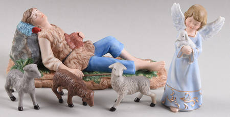 Thomas Kinkade Nativity Peaceful Shepherd & Heaven's Watchful Gr - No Box