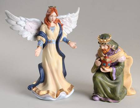 Thomas Kinkade Nativity King Melchior & Heavenly Angel Boxed S/2 - No Box