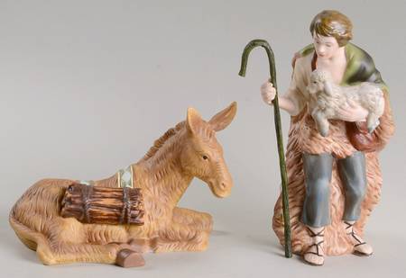 Thomas Kinkade Nativity Faithful Sheepherder & Faithful Donkey - No Box