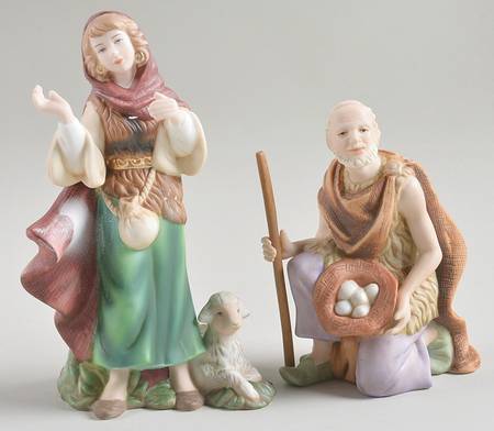 Thomas Kinkade Nativity Tending The Flock & Humble Offering - No Box