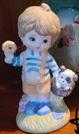 Homco Figurines Girl Holding Puppy - No Box