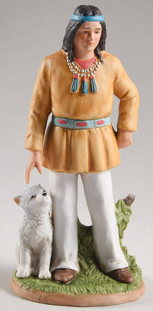 Homco Figurines Native American Man With Wolf - No Box