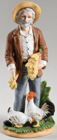 Homco Figurines Old Man With Wheat Rooster Hem - No Box