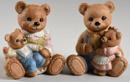 Homco Figurines Teddy Bear-Pair (Mom & Dad) - No Box
