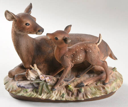 Homco Figurines Deer-Laying - Boxed