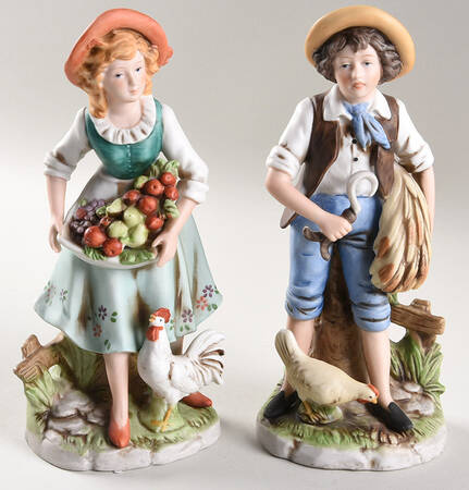 Homco Figurines Farmer Boy & Girl-Pair - No Box