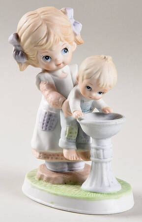 Homco Figurines Boy & Girl At Fountain - No Box