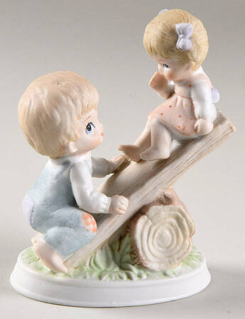 Homco Figurines Boy & Girl On Teteer Totter - No Box