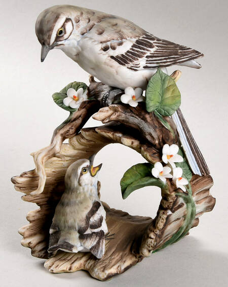 Homco Figurines Mockingbird W/ Chick - No Box