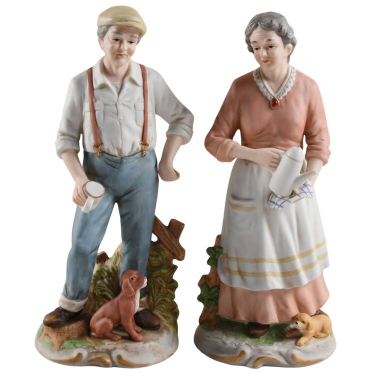 Homco Figurines Elderly Man And Woman - No Box