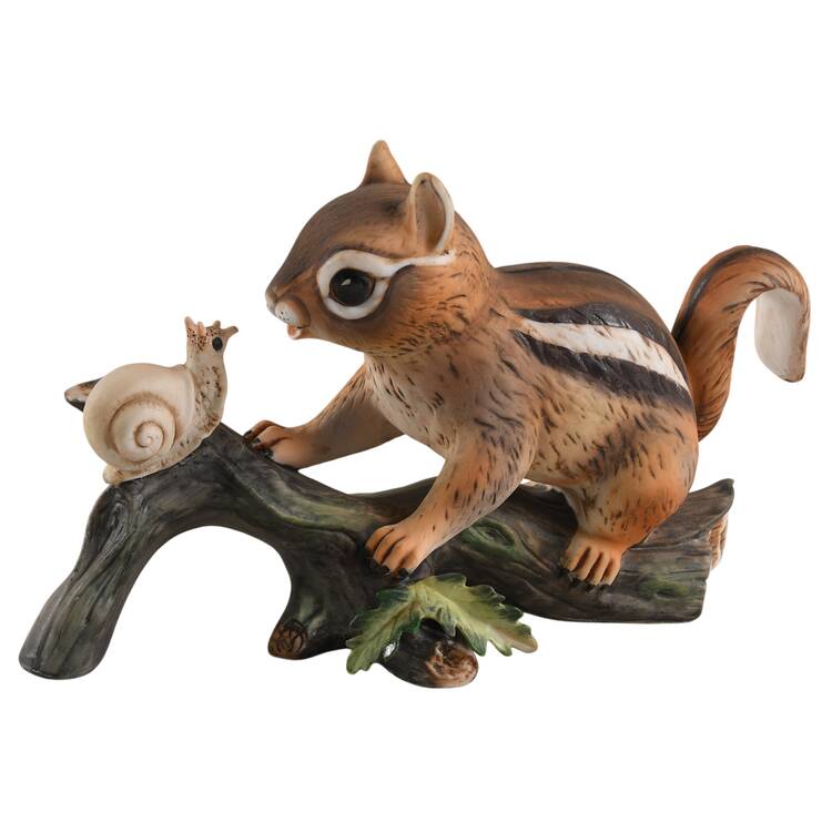 Homco Figurines Chipmunk & Snail On Log - No Box