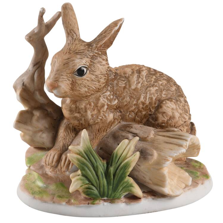 Homco Figurines Rabbit On A Log - No Box